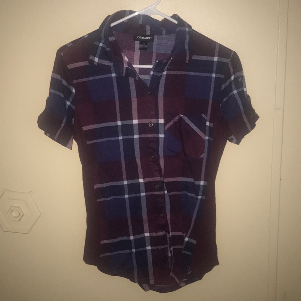 Joe boxer Red, blue, white button down shirt